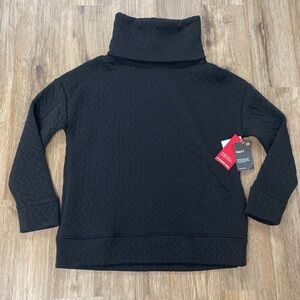 NWT Gap GapFit Black Jacquard Knit Funnel Neck Pullover Sweatshirt